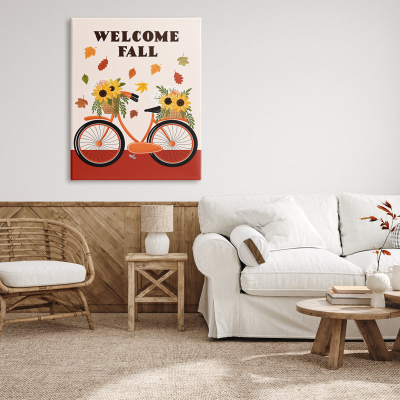 «Welcome Fall Saying Orange Harvest» par Jo Taylor - Impression sur toile, H 48 po x l 36 po, Toile tendue