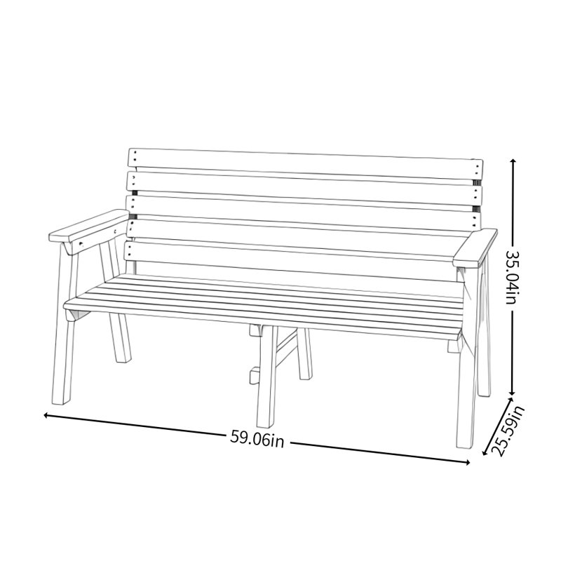 Banc d'extérieur en bois massif Modern Modern, Bleu