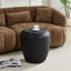 2PCS Fibreglass Elliptical Coffee Table Set for Living Room,Matte Rocks Table front of the Sofa, Irregular Centre Table and Side Table,No Need Assembly,Black