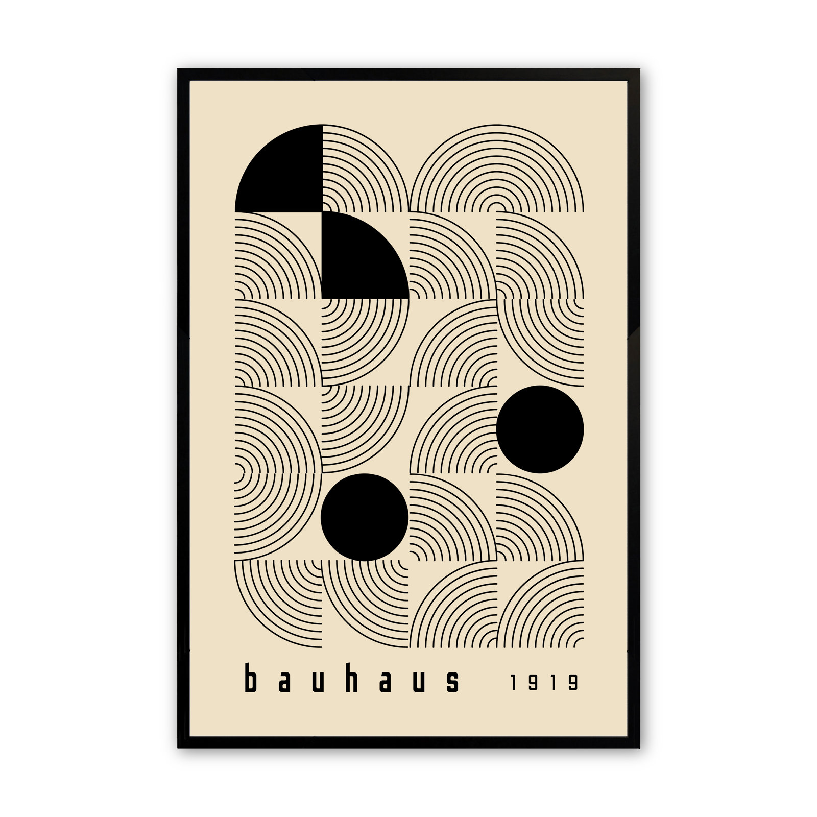 Bauhaus 1919 Print, Satin Black, 16" H x 20" W