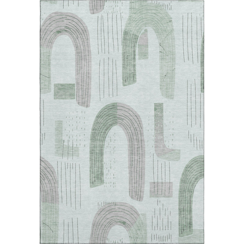 Premium Machine Washable Mehara AMF1698 Geometric Rug, Rectangle 9' x 12'
