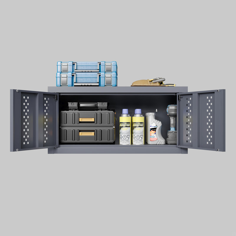 Armoire de garage en métal avec porte, armoire de rangement murale, armoire à outils flottante