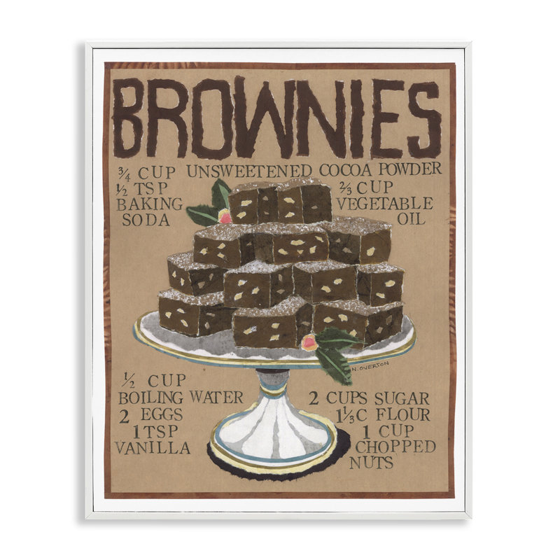Recette de Brownie par Nancy Overton, Estampe numérique encadrée blanc bord de mer, H 14 po x l 11 po