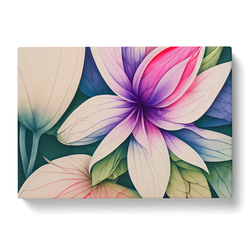 Pleasing Watercolour Flower - Wrapped Canvas, 35cm H x 50cm W x 3cm D