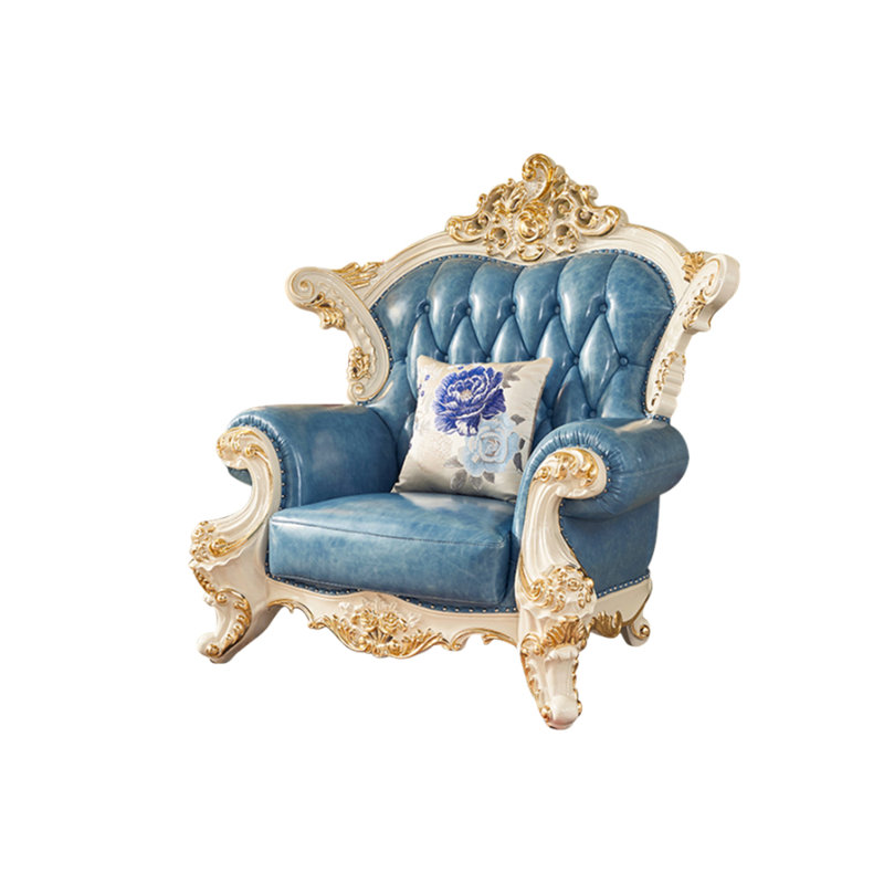 Fauteuil capitonné en bois de vache français de haute qualité de 57,09 po de largeur