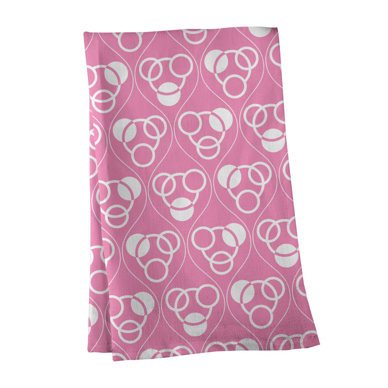 Torchon Circles and Waves, Rose clair/blanc, Polyester sergé