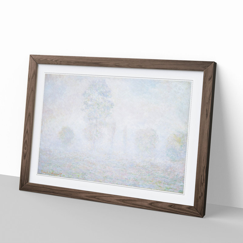 Morning Haze by Claude Monet - Picture Frame Painting, 36cm H x 48cm W x 2cm D, Walnut