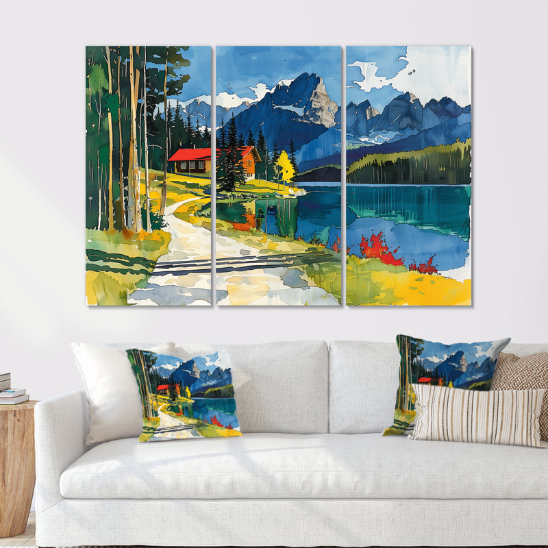 «Relaxing Mountain Lake Landscape In Canada - Canada», ensemble de reproduction d'art mural, Toile tendue