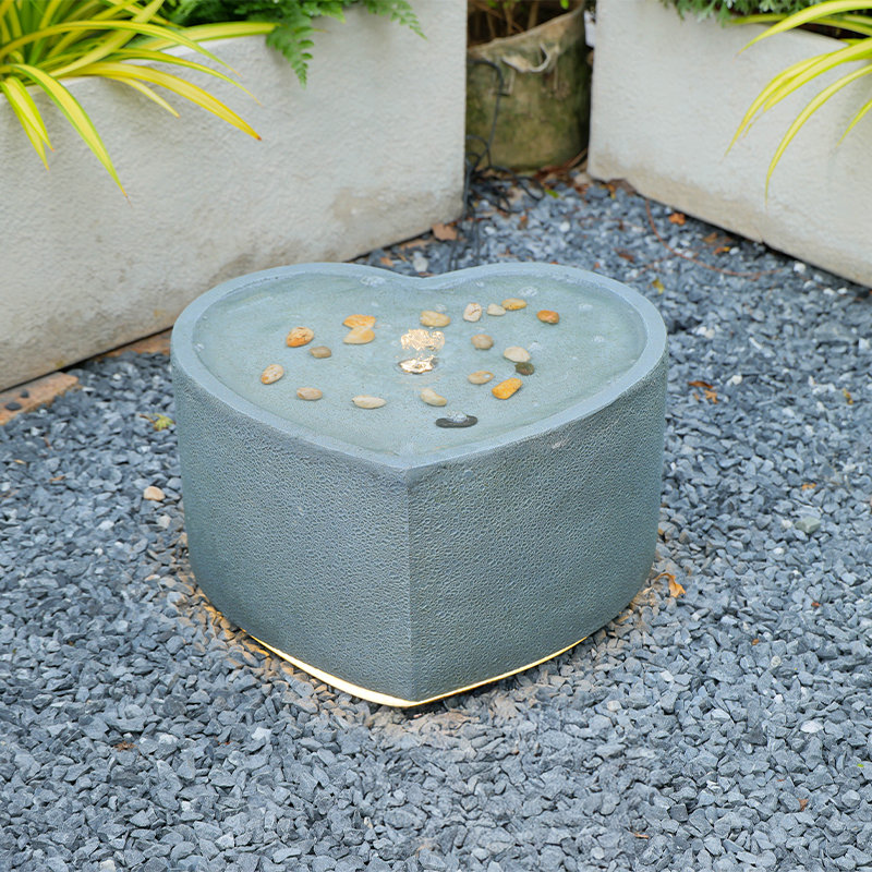 Handcrafted Floor Fountain with Lights, Grey