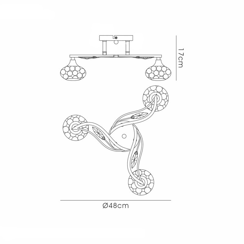 Ebner 3 - Light Unique/Statement Chandelier, Polished Chrome