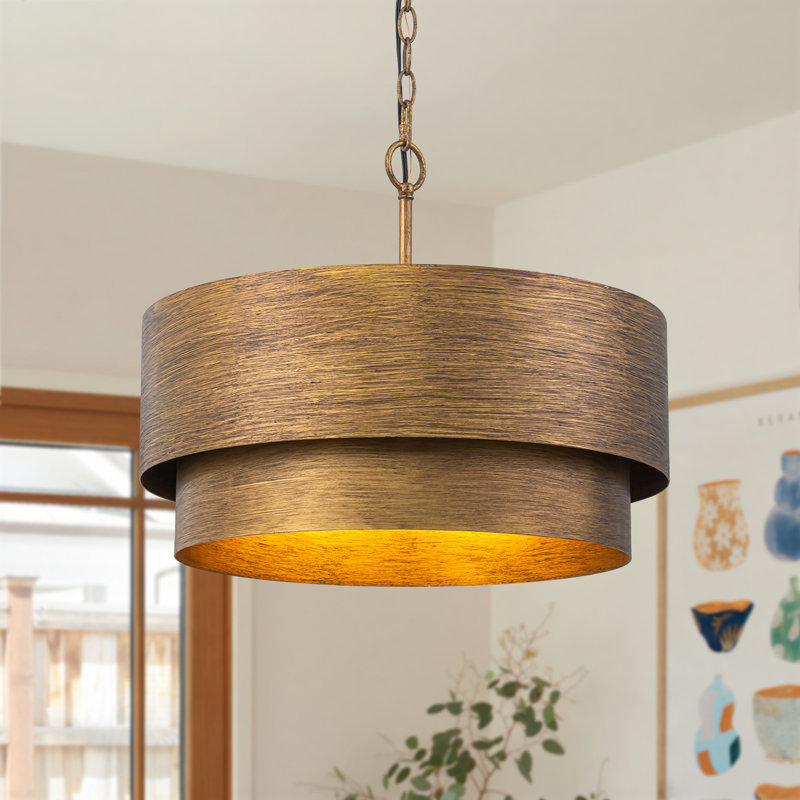 Rustic 4-Light Double-Tier Drum Chandelier