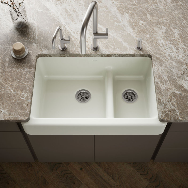 Whitehaven 36" L x 22" W Double Basin Farmhouse/Apron Kitchen Sink, Dune