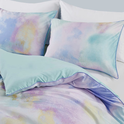 Housse de couette Tie Dye avec motif aquarelle pour oreiller en fourrure pour lit simple / simple TG