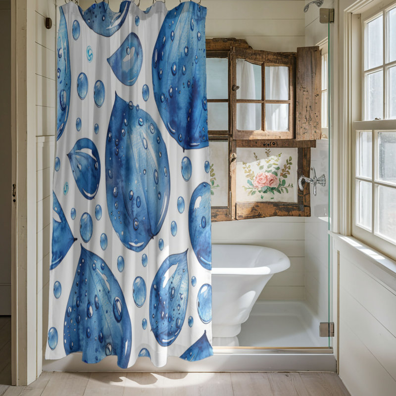 Denim Drops - Rideau de douche Premium, H 74 po x l 71 po
