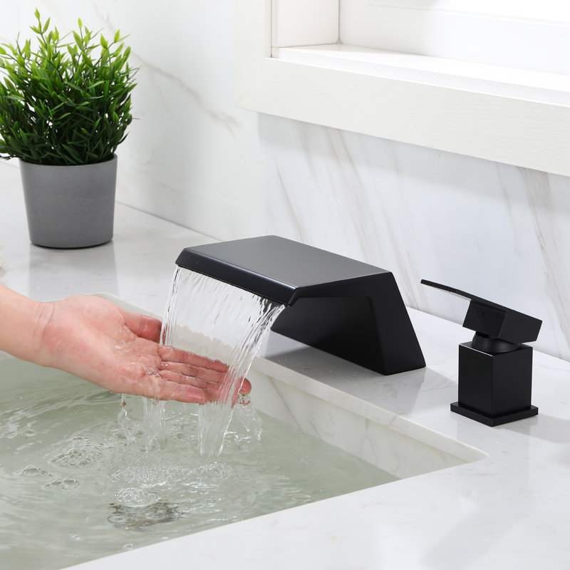 Robinet de salle de bain à large entraxe, Noir mat