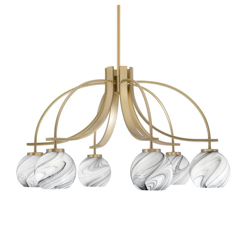 Lustre Cavella, H 16,75 po x l 29,75 po x P 29,75 po, 6, Laiton New Age