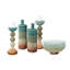 Capri Stripe Glass Candle Holder- Short-1137878756
