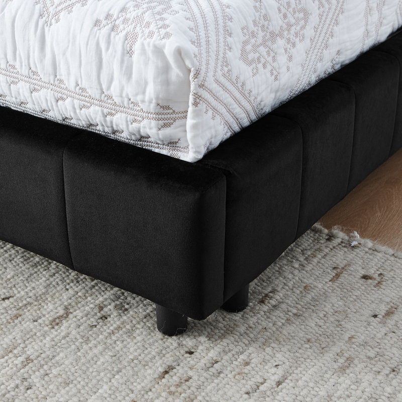 Black Velvet Upholstered Bed Frame - Full Size With And Enhance Your Bedroom Living Room Daybed In Comfortable For