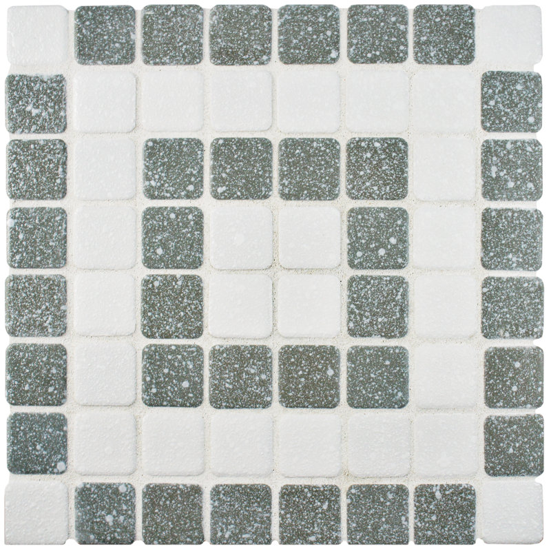 Crystalline Market 1.3" x 1.3" Porcelain Grid Mosaic Wall & Floor Tile, Gray