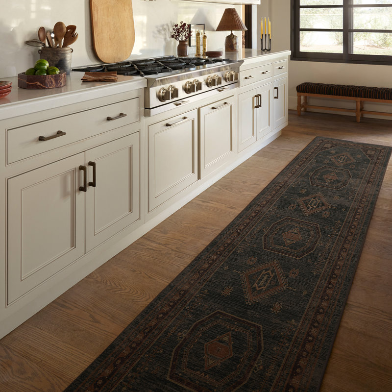 Système de tapis et de coussins lavables 2 pièces Shira Bordeaux, Tapis de couloir 2 pi 5 po x 7 pi