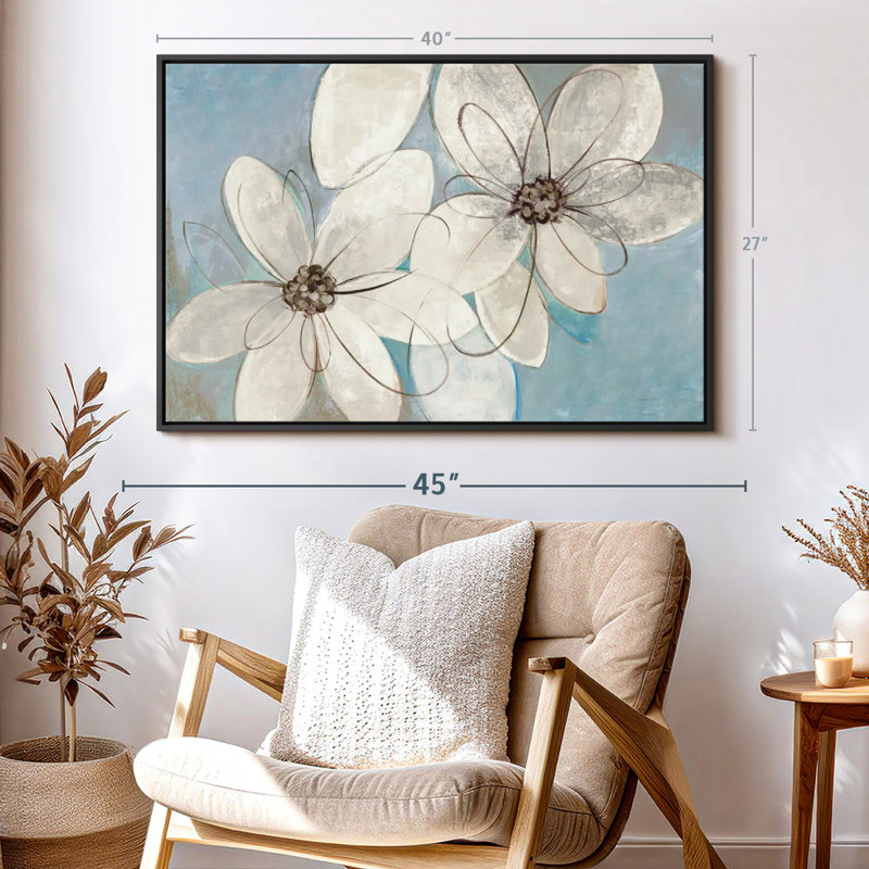 Impression sur toile bleue et neutre, H 27 po x l 40 po