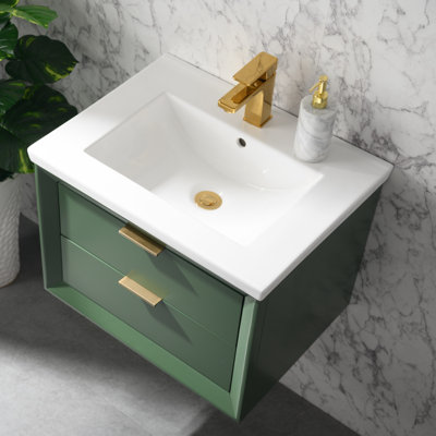 Draven 24'' Single Bathroom Vanity with Porcelain Top