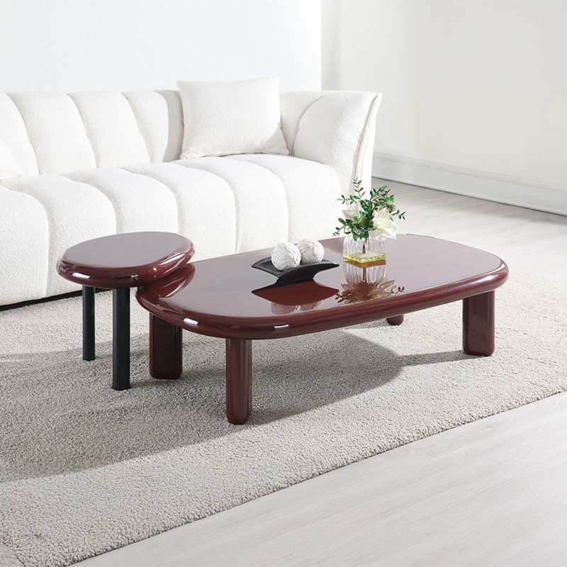 Table de bout ovale, rouge brillant