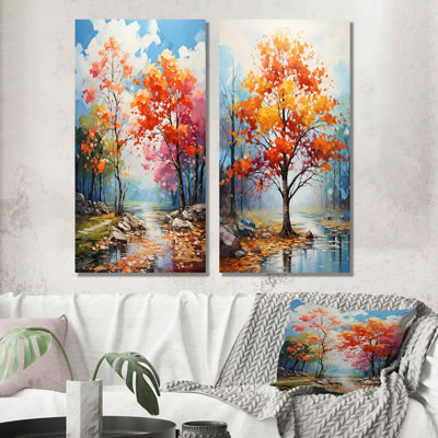 «Alive Colors Maple Trees», ensemble d'art mural sur toile érable