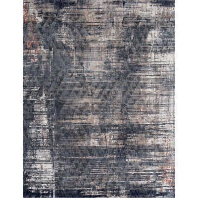 4 Abstract Area Rug in Charcoal/Beige