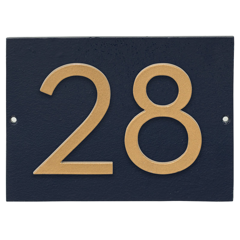 Rectangle Wall Plaque, Navy, Gold, Yes