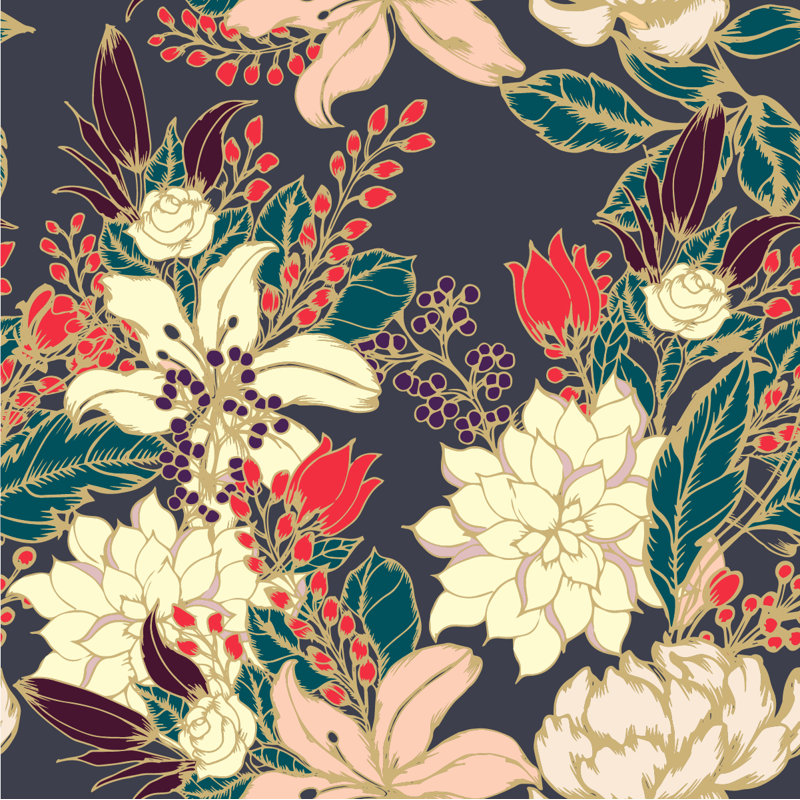Peel & Stick Floral Wall Mural, 10.42' W x 10.42' L