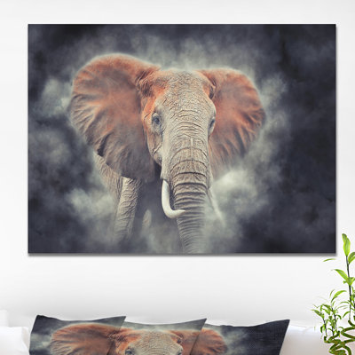 Reproduction d'art graphique sur toile tendue «Elephant Closup in Smoke»