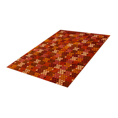 Tapis unique en laine noué à la main Akhjah orange brûlé de 6 pi 3 po x 8 pi 6 po