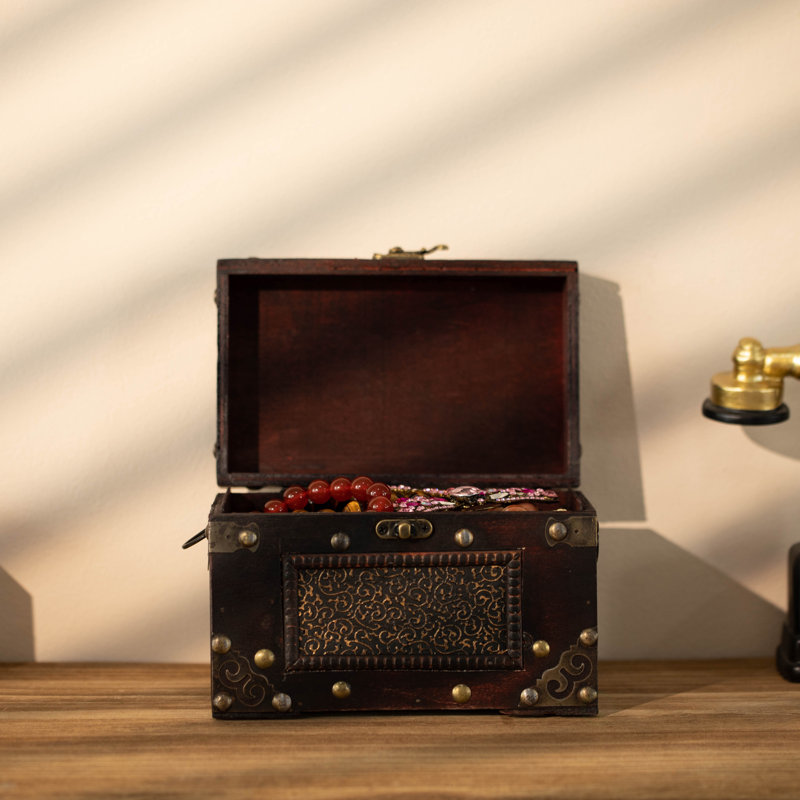 Decorative Vintage Wooden Index and Recipe Card Box – Rustic Organizer