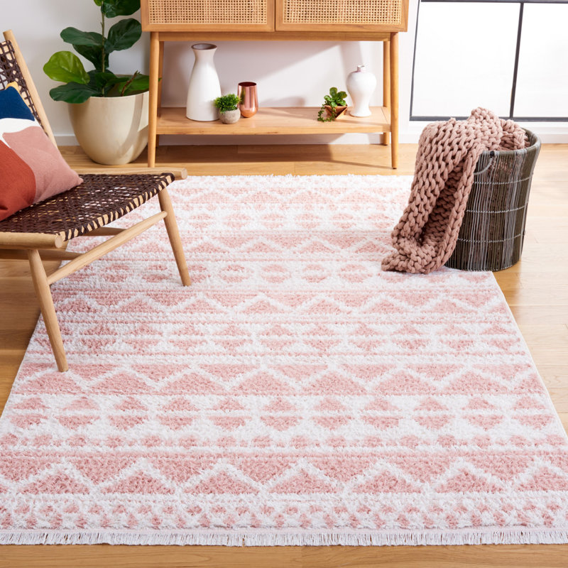 Tapis rose / ivoire Belniak, Rectangle 8 pi x 10 pi