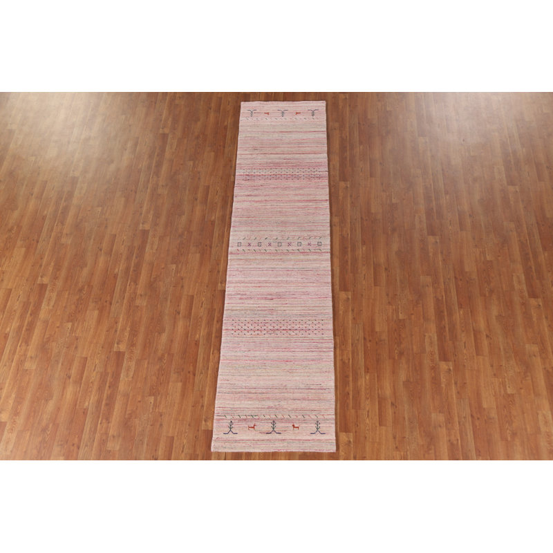 Striped Gabbeh Wool Runner Rug 3x10