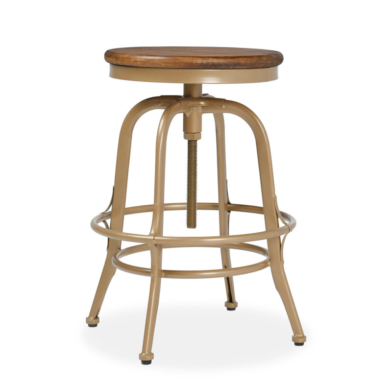 Tabouret de comptoir réglable en bois massif Juliaunna, Bronze