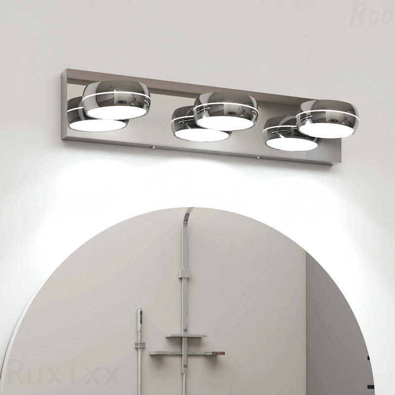 Luminaire de meuble-lavabo 20 po à DEL 3 lumières en métal chromé, barre de 18W sur miroir, conception moderne