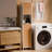 Bathroom Tall Storage Cabinet With Bamboo Slats Door And Adjustable Compartments For Ample Storage In Tight Spaces