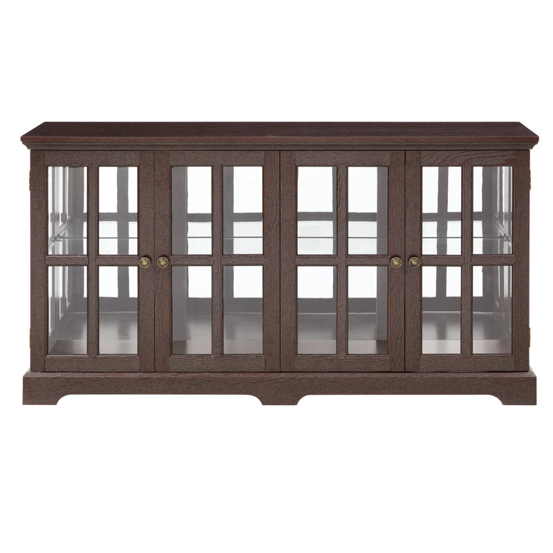 Vitrine antique captivante en cerisier avec tablettes réglables et bandes DEL programmables