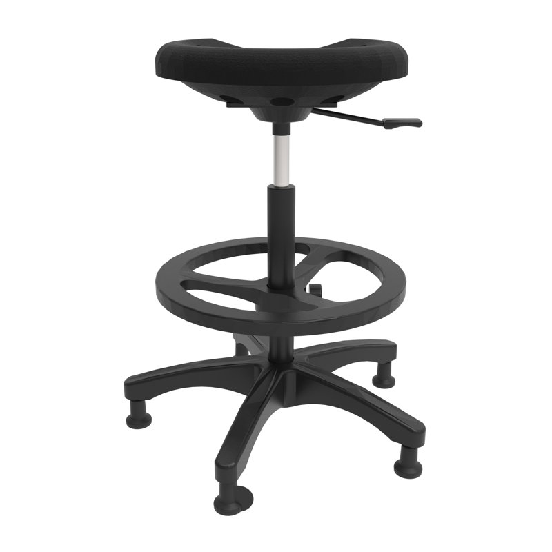 Tabouret de laboratoire, H 23 po x l 25 po x P 25 po, Noir, noir, noir, noir