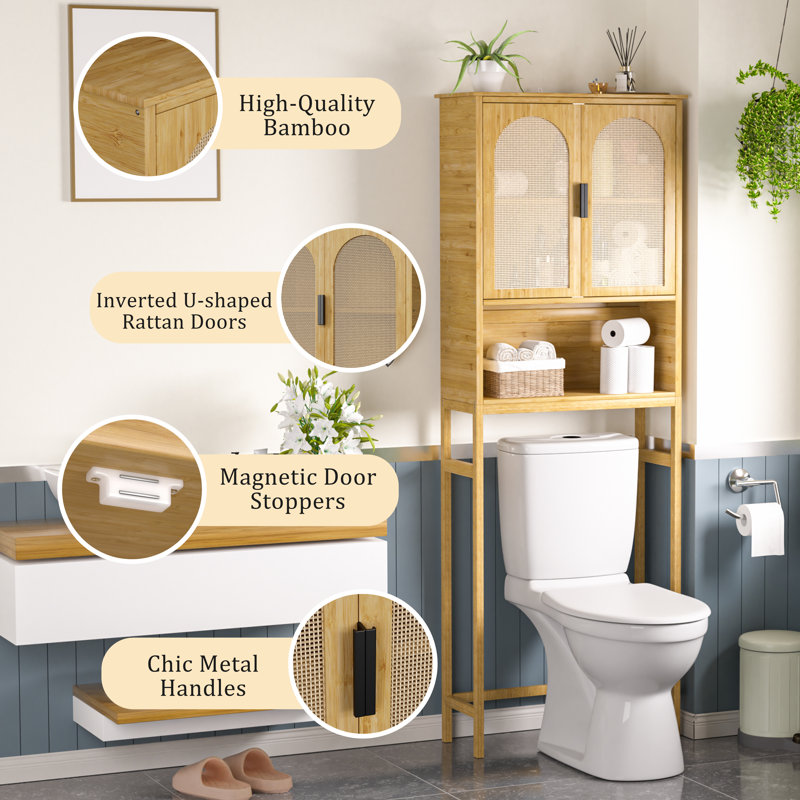 Bamboo-Rattan Over The Toilet Storage Shelf