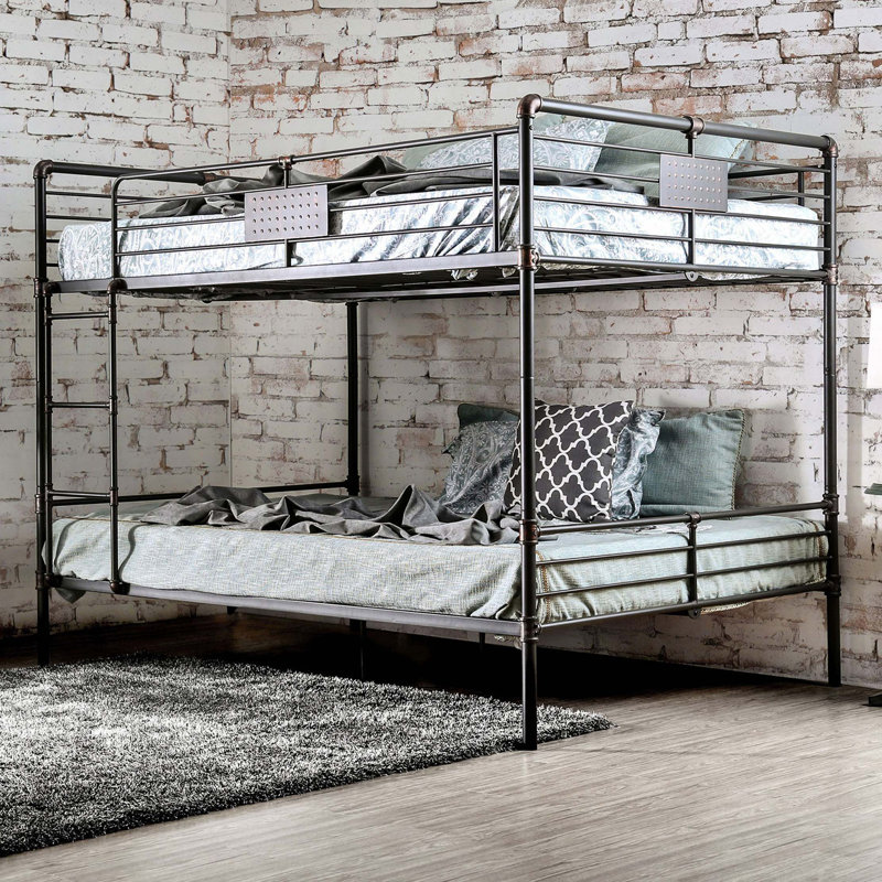 Échelle attachée à la structure supérieure d'inspiration de tuyau de lit superposé en métal, Grand lit
