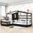 Oakengates Twin Size Wood L-Shaped House Beds with Fence-2074884982