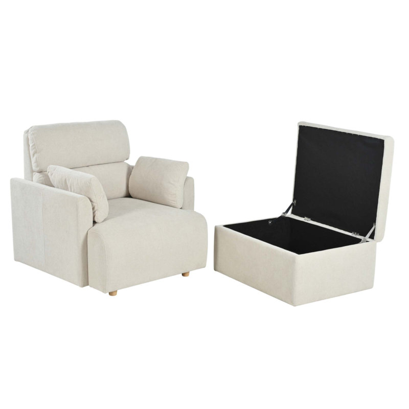 Oversized Chair With Storage Ottoman
