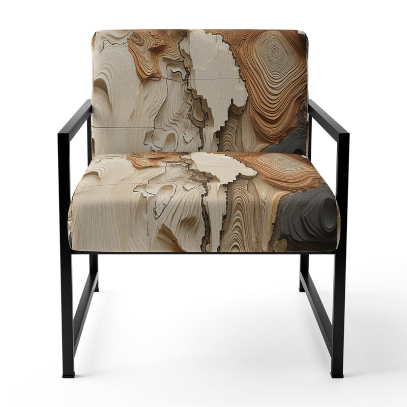 Fauteuil rembourré beige, beige et brun, Noir