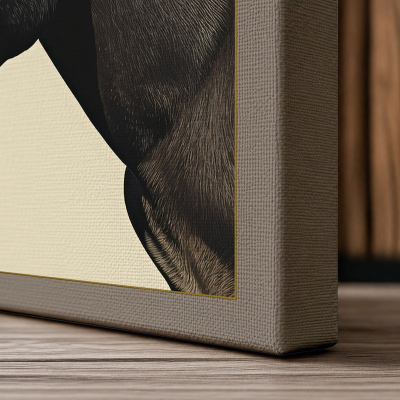 Donkey Study Boho - Wrapped Canvas, 36x24 - 91.4 x 61.0 cm, Taupe Border