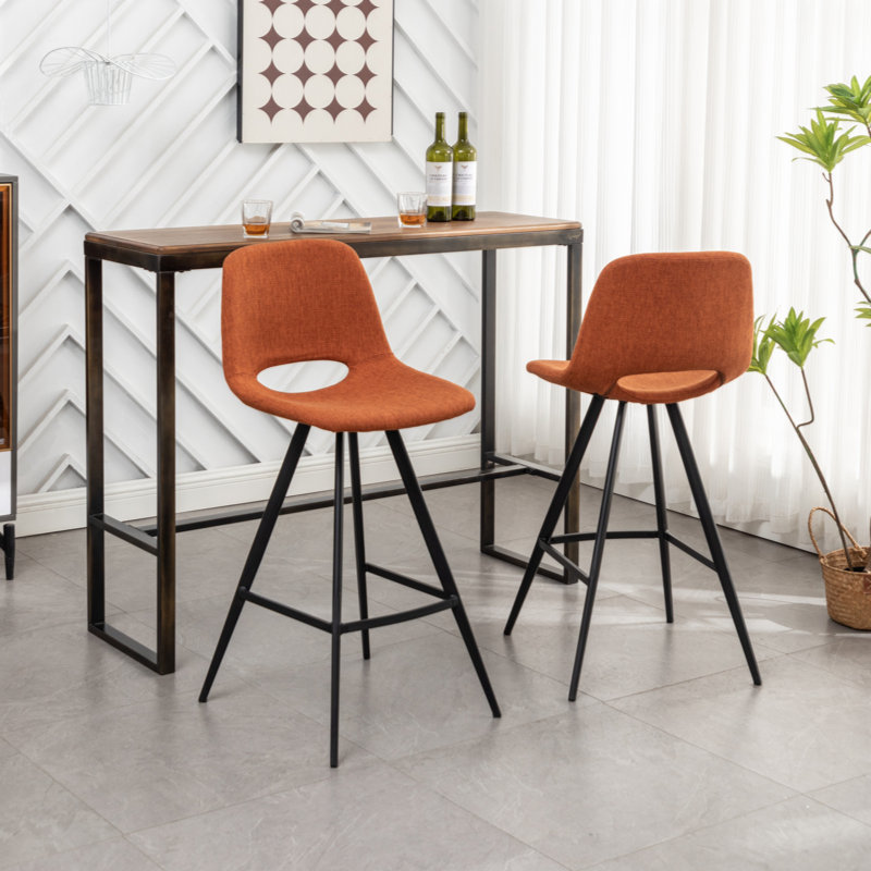 Dimitriyka Upholstered Counter Stool, Orange
