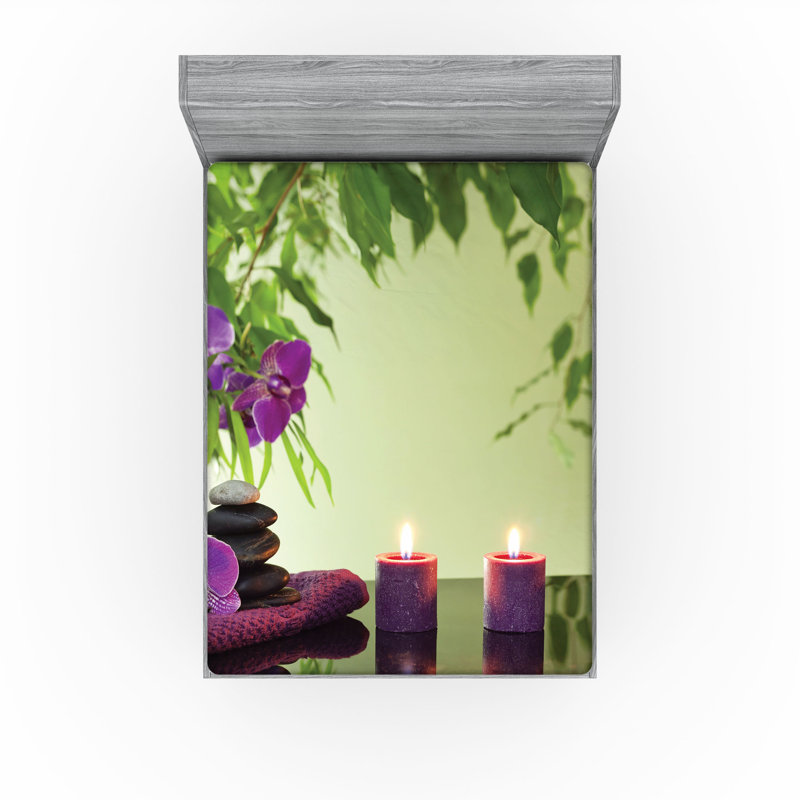 Ensemble de 2 draps-housse Ambesonne Peace Orchids Bloom, Drap-housse très grand californien