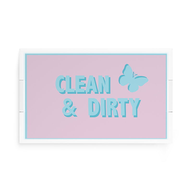 Decorative Tray, 2" H x 17" W x 10.5" D, Pale Pink/Blue